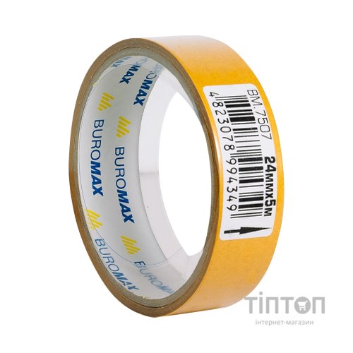 Скотч Buromax двосторонній на поліпропіленовій основі 24 мм х 5 м (BM.7507)