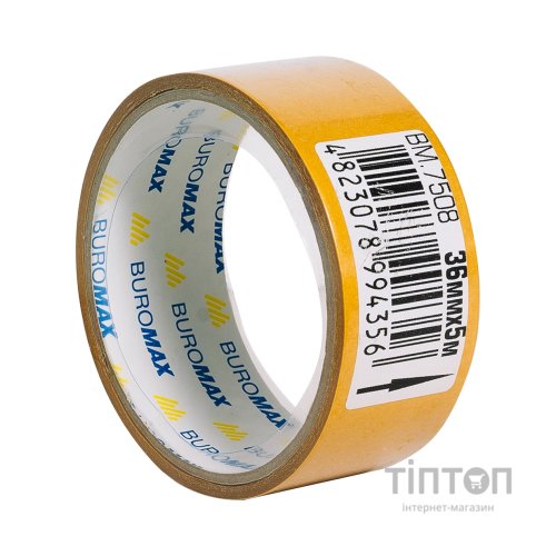 Скотч Buromax двосторонній на поліпропіленовій основі 36 мм х 5 м (BM.7508)