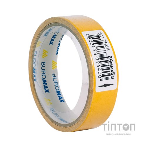 Скотч Buromax двосторонній на тканинній основі 24 мм х 5 м (BM.7554)