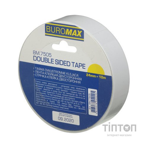 Скотч Buromax скотч двосторонній на паперовій основі 24 мм х 10 м Прозорий (BM.7505)