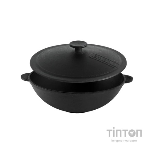 Сковорода Brizoll чавунна WOK з чавунною кришкою 3,7 л 280х96 мм (W28-1)