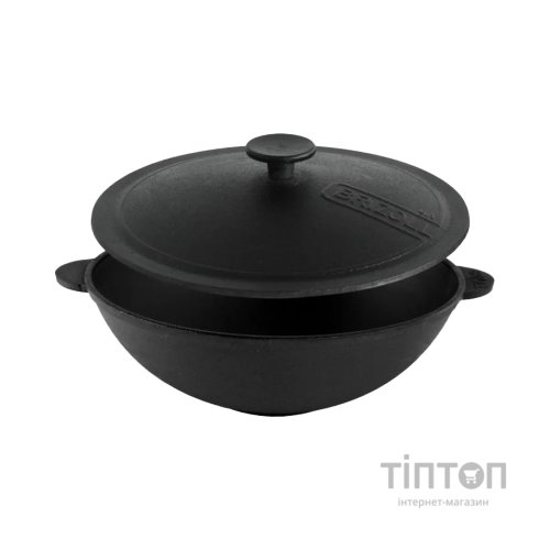 Сковорода Brizoll чавунна WOK з чавунною кришкою 4,7 л 300х103 мм (W30-1)