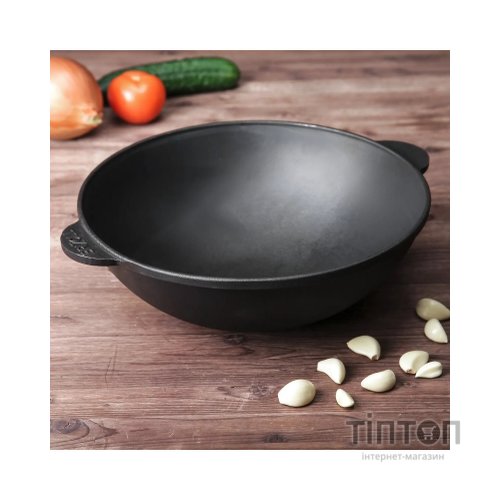 Сковорода Brizoll чавунна WOK з чавунною кришкою 4,7 л 300х103 мм (W30-1)