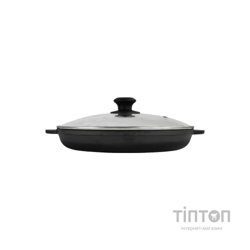 Сковорода Brizoll Monolith чавунна Гриль зі скляною кришкою 260х35 мм (M2635G-6)