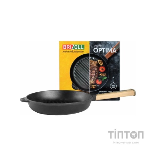 Сковорода Brizoll Optima чавунна Гриль з ручкою 280х50 мм (O2850G-P)