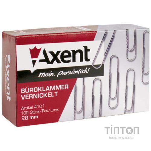 Скріпки Axent rounded, nickel-plated, 28 мм, 100 шт. (4101-А)