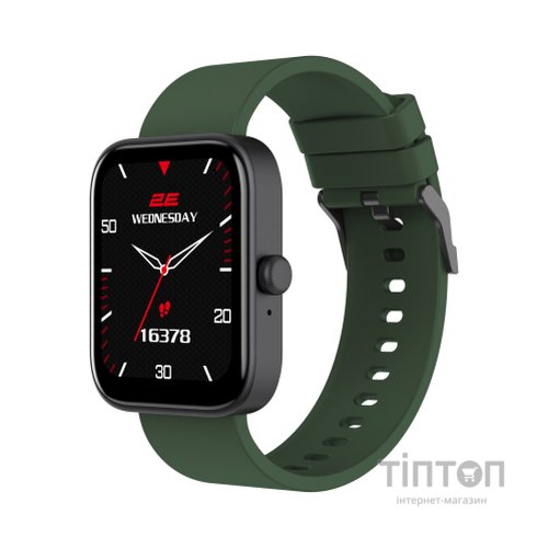 Смарт-годинник 2E Alpha SQ Music Edition 46mm Black-Green + ремінець сірий (2E-CWW40BKGN-WS)