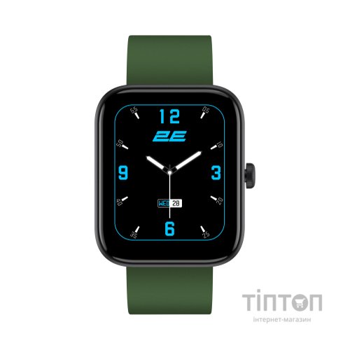 Смарт-годинник 2E Alpha SQ Music Edition 46mm Black-Green + ремінець сірий (2E-CWW40BKGN-WS)
