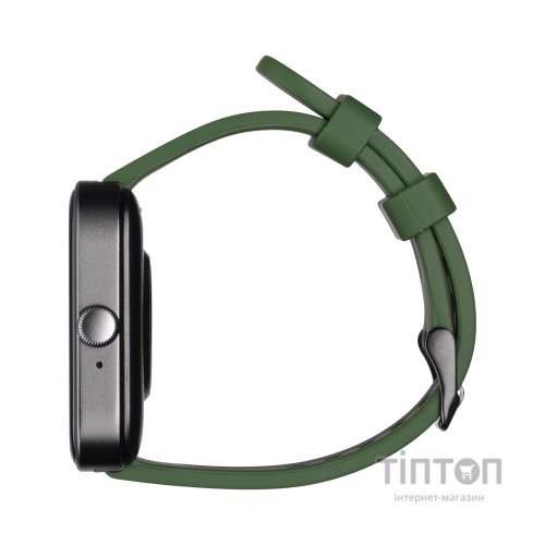 Смарт-годинник 2E Alpha SQ Music Edition 46mm Black-Green + ремінець сірий (2E-CWW40BKGN-WS)
