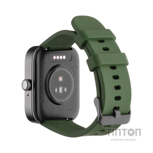 Смарт-годинник 2E Alpha SQ Music Edition 46mm Black-Green + ремінець сірий (2E-CWW40BKGN-WS)