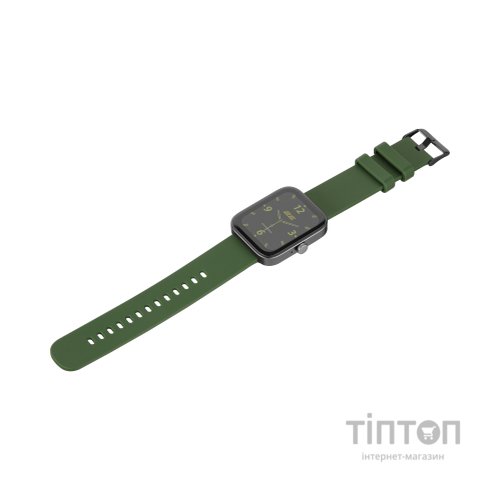 Смарт-годинник 2E Alpha SQ Music Edition 46mm Black-Green + ремінець сірий (2E-CWW40BKGN-WS)