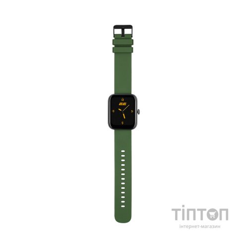 Смарт-годинник 2E Alpha SQ Music Edition 46mm Black-Green + ремінець сірий (2E-CWW40BKGN-WS)