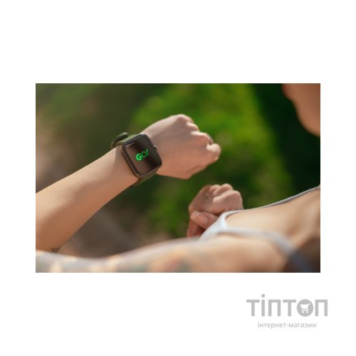 Смарт-годинник 2E Alpha SQ Music Edition 46mm Black-Green + ремінець сірий (2E-CWW40BKGN-WS)