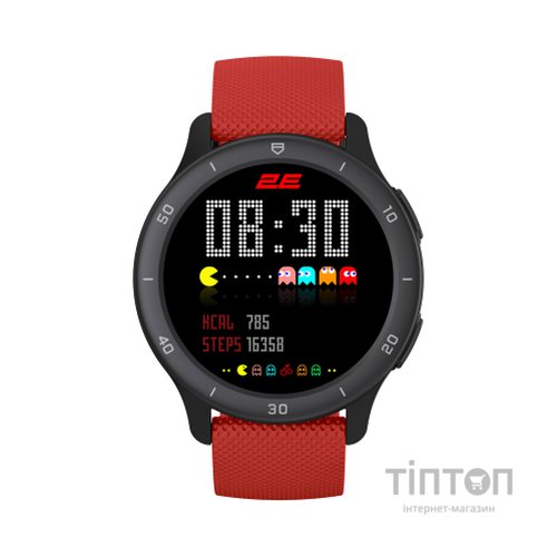 Смарт-годинник 2E Motion GT2 47mm Black-red + ремінець зелений (2E-CWW21BKRD-WS)