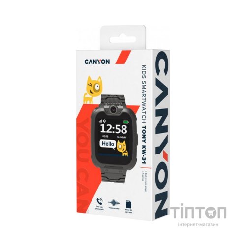 Смарт-годинник Canyon CNE-KW31BB Kids smartwatch Tony, Black (CNE-KW31BB)