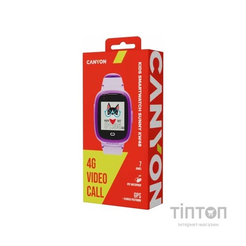 Смарт-годинник Canyon Sunny KW-48 Video 4G GPS Games Music Violet (CNE-KW48VL)