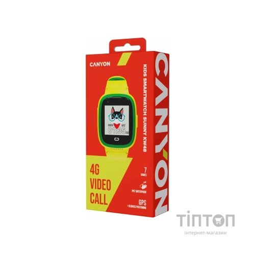 Смарт-годинник Canyon Sunny KW-48 Video 4G GPS Games Music Yellow/Green (CNE-KW48YG)