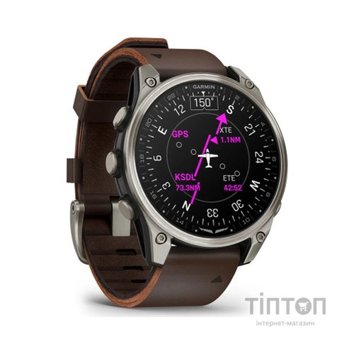 Смарт-годинник Garmin D2 Mach 2, 47mm, Saph, Bare Ti/Blk w/LthrBd, GPS (010-02904-31)