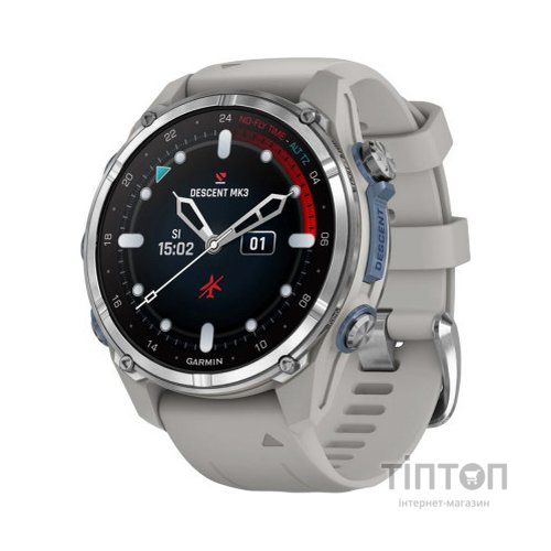 Смарт-годинник Garmin Descent Mk3, 43mm, Passvtd Steel/Fog Gry, Dive Computer, GPS дайвінг комп'ютер (010-02753-04)