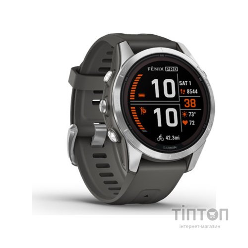Смарт-годинник Garmin fenix 7S Pro Solar, Glass, SS w/Graphite band, GPS (010-02776-01)