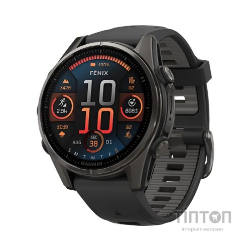 Смарт-годинник Garmin fenix 8 43mm, AMOLED, Saph, CrbnGry Ti/Blk, Blk/PebblGryBnd, (010-02903-21)