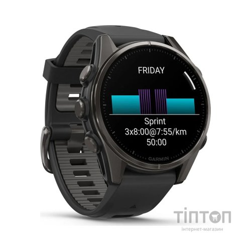 Смарт-годинник Garmin fenix 8 43mm, AMOLED, Saph, CrbnGry Ti/Blk, Blk/PebblGryBnd, (010-02903-21)