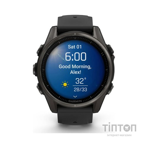 Смарт-годинник Garmin fenix 8 43mm, AMOLED, Saph, CrbnGry Ti/Blk, Blk/PebblGryBnd, (010-02903-21)
