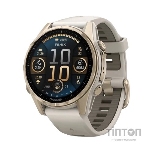 Смарт-годинник Garmin fenix 8 43mm, AMOLED, Saph, SftGldSS/FgGry, FogGry/DkSndbnd, GPS (010-02903-11)