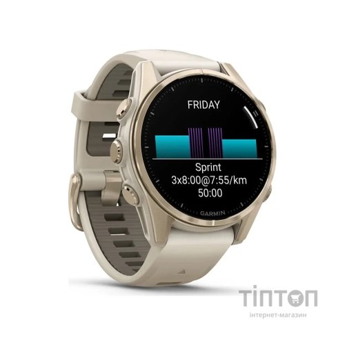 Смарт-годинник Garmin fenix 8 43mm, AMOLED, Saph, SftGldSS/FgGry, FogGry/DkSndbnd, GPS (010-02903-11)