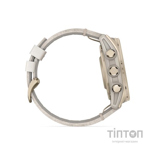 Смарт-годинник Garmin fenix 8 43mm, AMOLED, Saph, SftGldSS/FogGryLeatherBnd, Excl, GPS (010-02903-40)