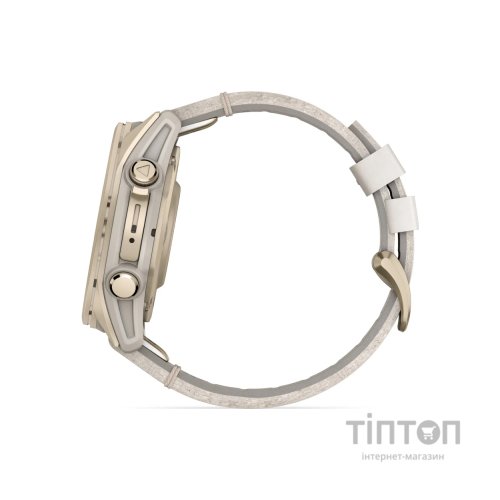 Смарт-годинник Garmin fenix 8 43mm, AMOLED, Saph, SftGldSS/FogGryLeatherBnd, Excl, GPS (010-02903-40)