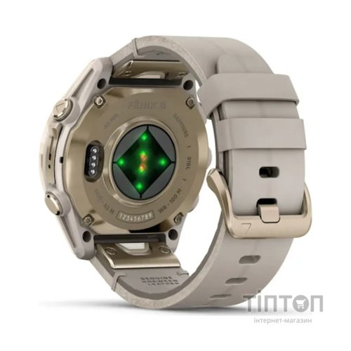 Смарт-годинник Garmin fenix 8 43mm, AMOLED, Saph, SftGldSS/FogGryLeatherBnd, Excl, GPS (010-02903-40)