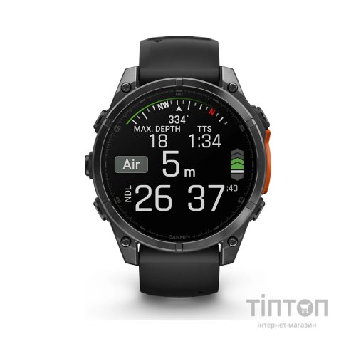 Смарт-годинник Garmin fenix 8 47mm, AMOLED, Glass/SS, SlateGray Steel/Black, BlkBnd, GPS (010-02904-00)