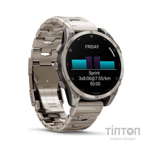Смарт-годинник Garmin fenix 8 47mm, AMOLED, Saph, Ti/Bare/Graphite w/TiBand,Excl, GPS (010-02904-40)