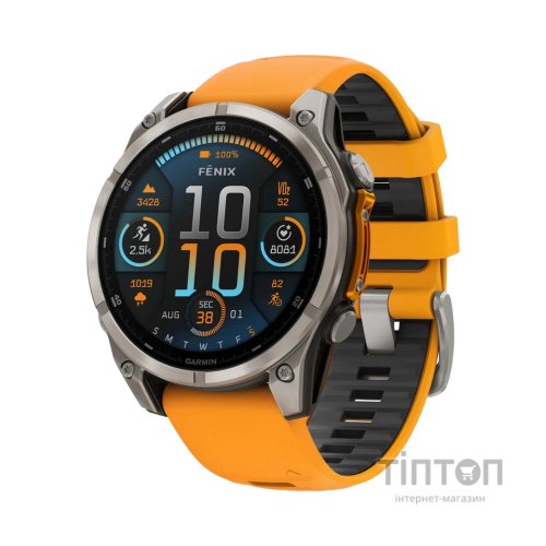 Смарт-годинник Garmin fenix 8 47mm, AMOLED, Saph, Ti/Bare/Grpht, SparkOrg/GrphtBd, (010-02904-11)
