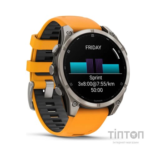 Смарт-годинник Garmin fenix 8 47mm, AMOLED, Saph, Ti/Bare/Grpht, SparkOrg/GrphtBd, (010-02904-11)