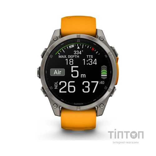 Смарт-годинник Garmin fenix 8 47mm, AMOLED, Saph, Ti/Bare/Grpht, SparkOrg/GrphtBd, (010-02904-11)