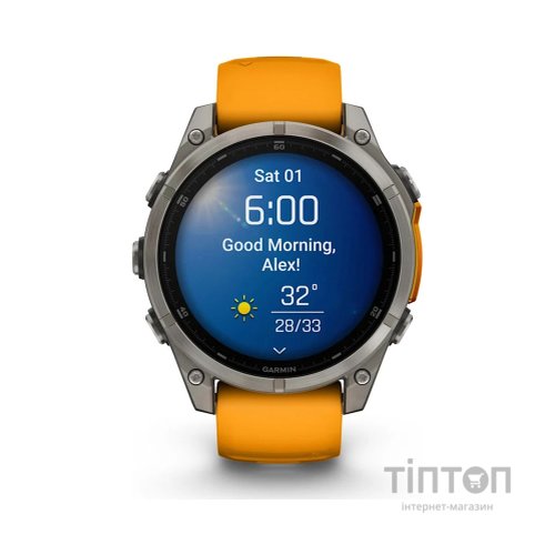 Смарт-годинник Garmin fenix 8 47mm, AMOLED, Saph, Ti/Bare/Grpht, SparkOrg/GrphtBd, (010-02904-11)