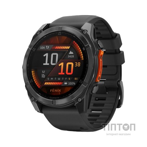 Смарт-годинник Garmin fenix 8 51mm, AMOLED, Glass/SS, SlateGray Steel/Black,BlkBnd, GPS (010-02905-00)
