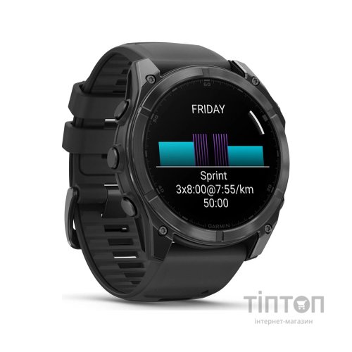 Смарт-годинник Garmin fenix 8 51mm, AMOLED, Glass/SS, SlateGray Steel/Black,BlkBnd, GPS (010-02905-00)