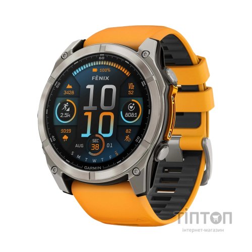 Смарт-годинник Garmin fenix 8 51mm, AMOLED, Saph, Ti/Bare/Grpht, SparkOrg/GrphtBd, (010-02905-11)