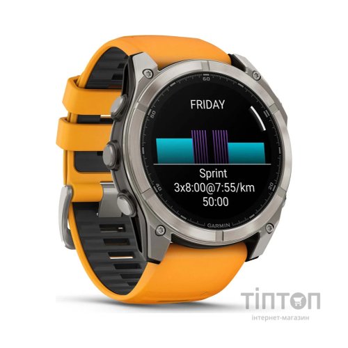 Смарт-годинник Garmin fenix 8 51mm, AMOLED, Saph, Ti/Bare/Grpht, SparkOrg/GrphtBd, (010-02905-11)