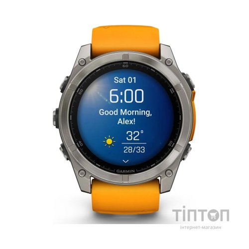Смарт-годинник Garmin fenix 8 51mm, AMOLED, Saph, Ti/Bare/Grpht, SparkOrg/GrphtBd, (010-02905-11)