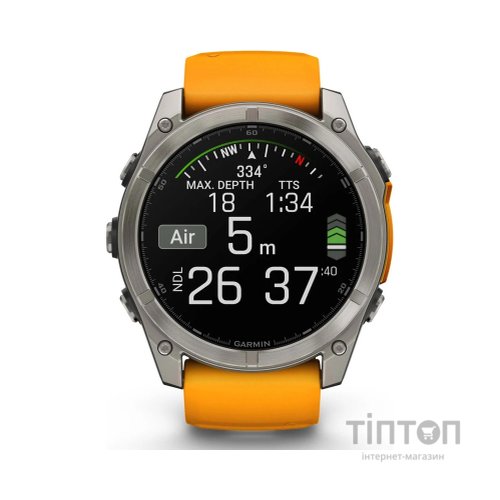 Смарт-годинник Garmin fenix 8 51mm, AMOLED, Saph, Ti/Bare/Grpht, SparkOrg/GrphtBd, (010-02905-11)