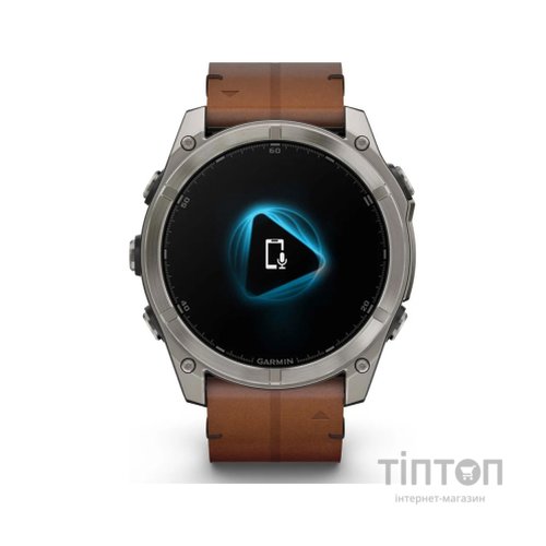Смарт-годинник Garmin fenix 8 51mm,AMOLED,Sapphire, Bare Ti, Blk/Chsnt Lthr (010-02905-40)
