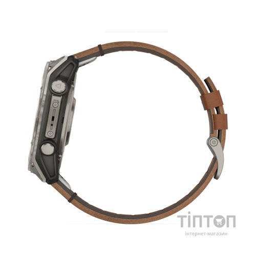 Смарт-годинник Garmin fenix 8 51mm,AMOLED,Sapphire, Bare Ti, Blk/Chsnt Lthr (010-02905-40)