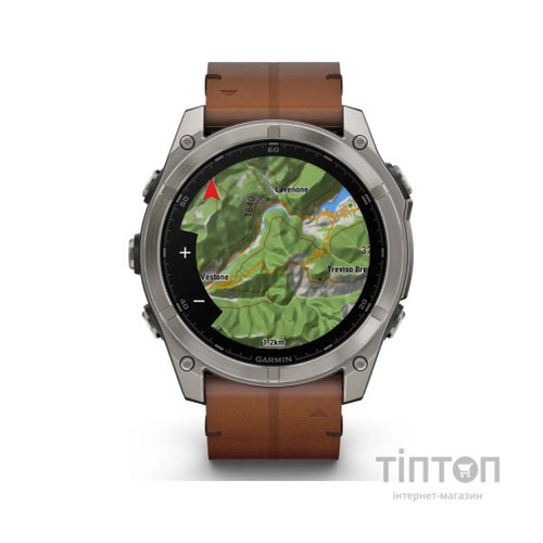 Смарт-годинник Garmin fenix 8 51mm,AMOLED,Sapphire, Bare Ti, Blk/Chsnt Lthr (010-02905-40)