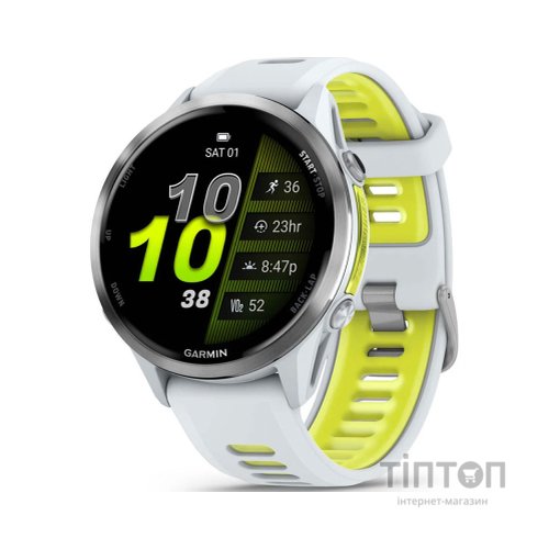 Смарт-годинник Garmin Forerunner 970, Whitestone/Amp Yellow, GPS (010-02969-11)