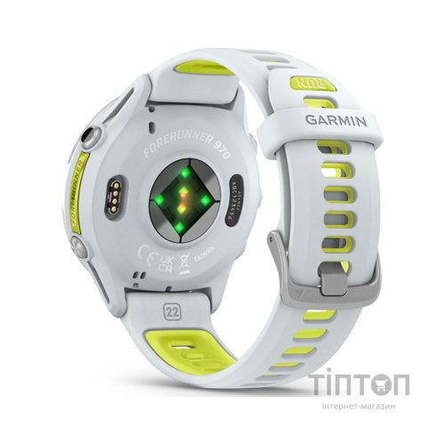 Смарт-годинник Garmin Forerunner 970, Whitestone/Amp Yellow, GPS (010-02969-11)