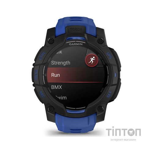 Смарт-годинник Garmin Instinct 3, 45mm, AMOLED, Black with Bolt Blue Band, GPS смарт-годинник (010-02936-03)